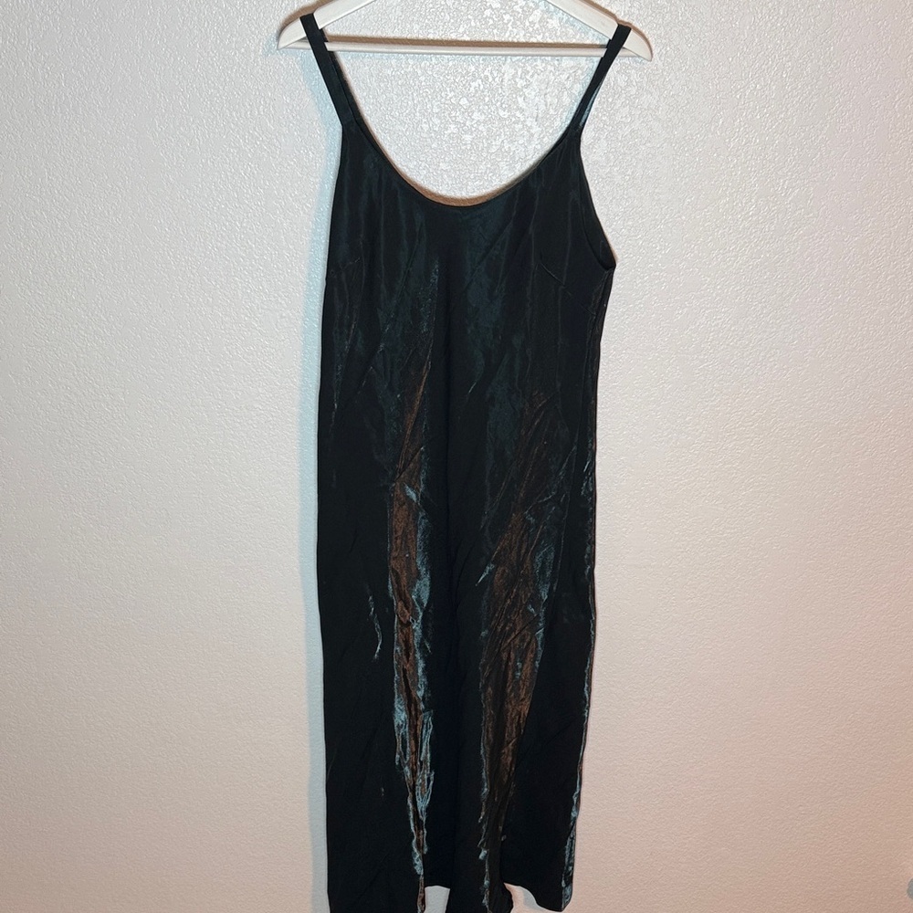 Cabernet Shimmery Forest Green Midi Slip Dress Nightgown Size Large